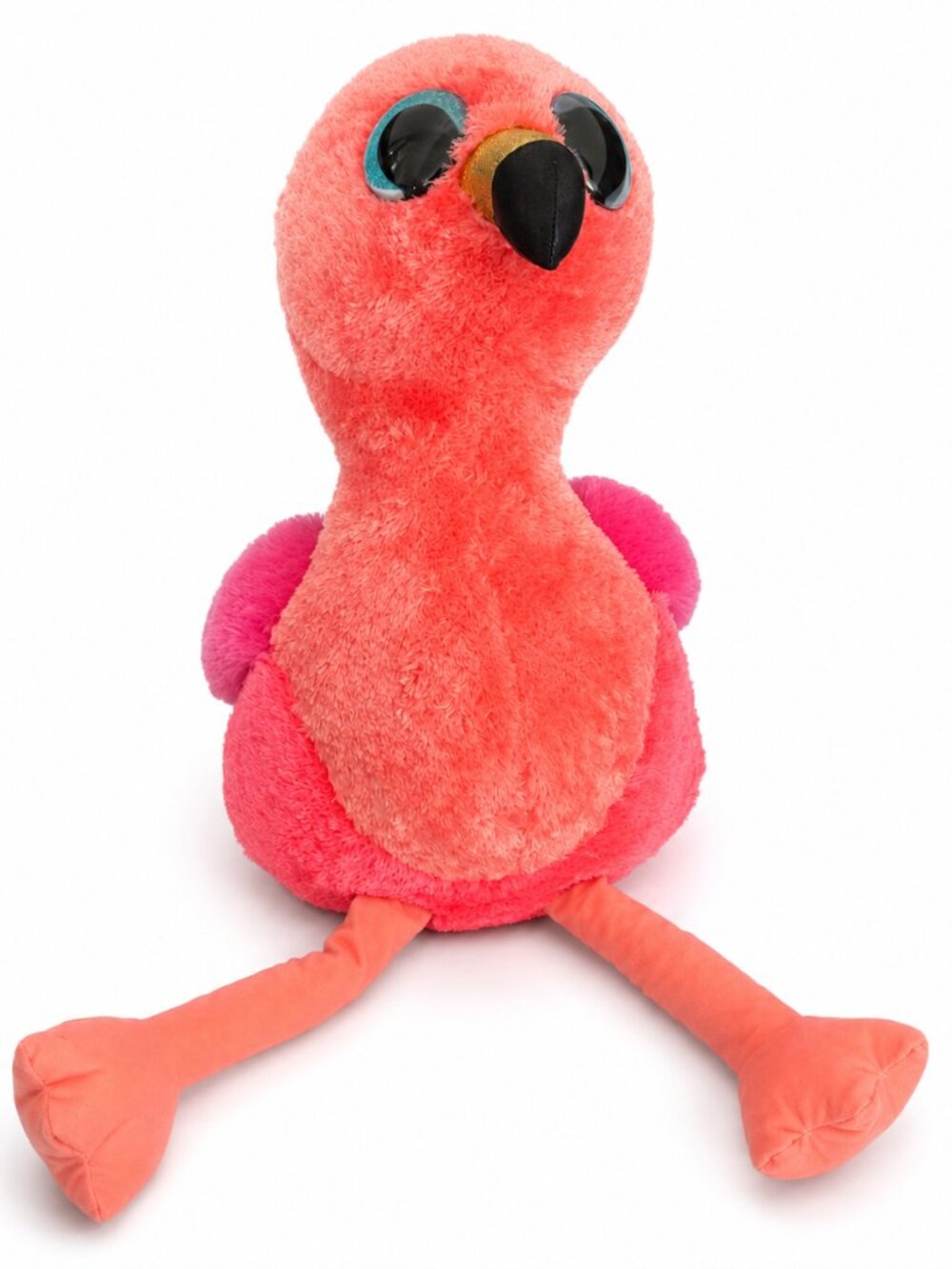 Large Ty Beanie Boos Gilda Flamingo Plush 17" Pink Blue Glitter Eyes Soft Toy